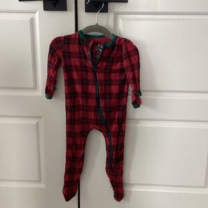 Kickee Pants red plaid pajamas 6-9M